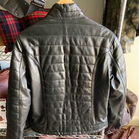 DINO Black Leather Bomber Jacket - Picture 8 of 9